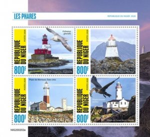 Niger - 2020 Lighthouses and Birds - 4 Stamp Sheet - NIG200202a