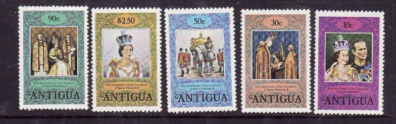 Antigua-Sc#508-12-unused NH set-id5-Coronation anniversary-QEII-1978-