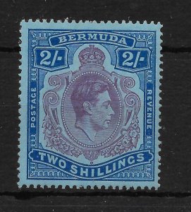 BERMUDA SG116df 1943 2/= PURPLE & BLUE ON PALE BLUE GASH IN CHIN VAR MTD MINT