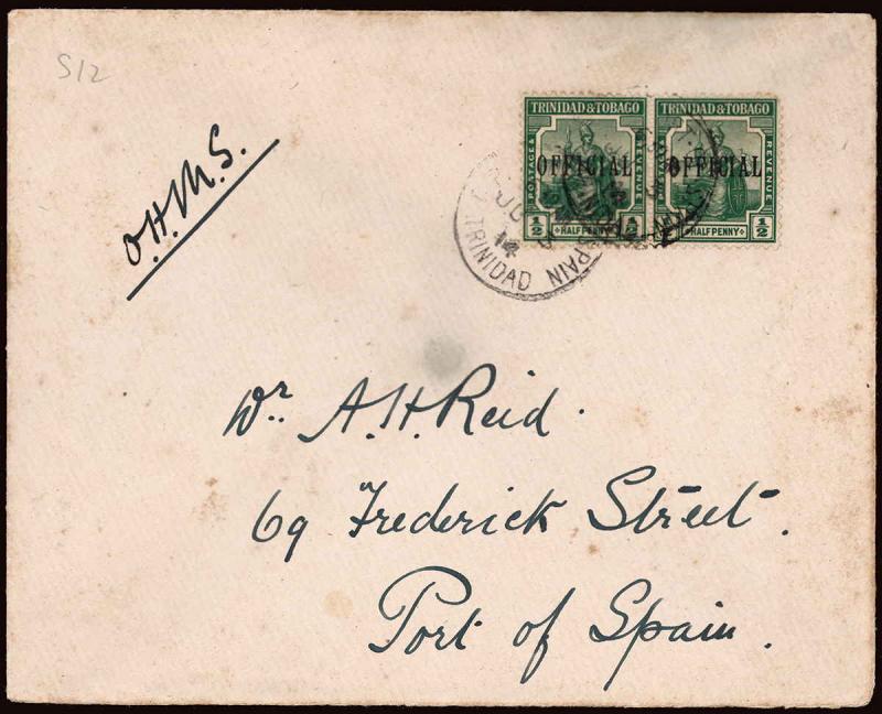 Trinidad and Tobago Scott O4 Gibbons O13 on Cover