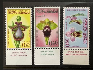 1965 Morocco Flowers, Orchids MNH with Tabs Complete Set Sc# 129-131