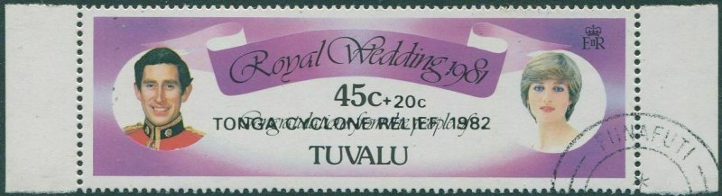 Tuvalu 1982 SG188 45c Charles and Diana Cyclone Relief surcharge FU