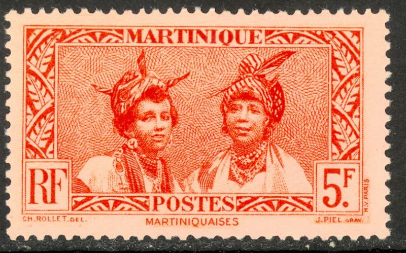 MARTINIQUE 1933-40 5fr Martinique Women Pictorial Sc 170 MLH