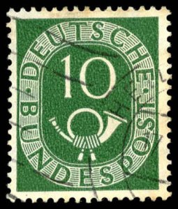 GERMANY Sc 675 USED - 1951 10p - Posthorn & Numeral