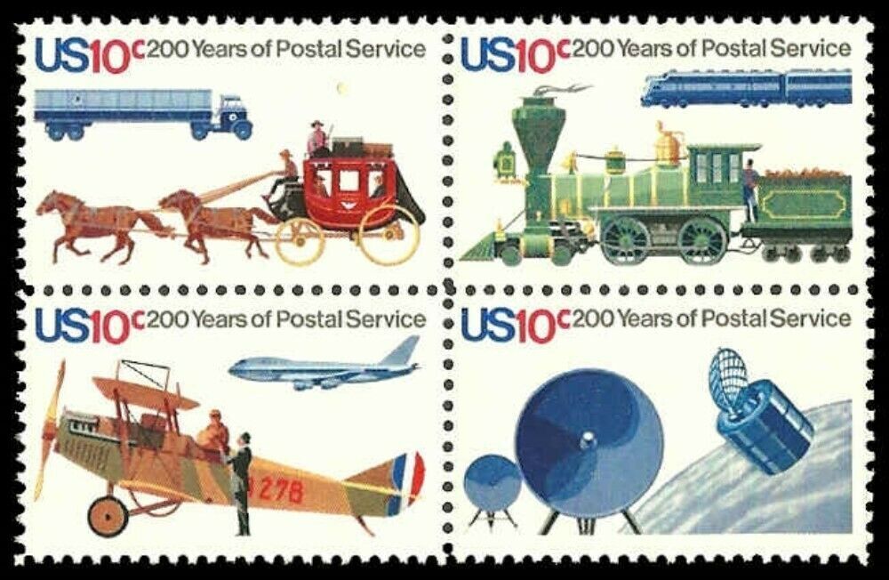 PCBstamps US #1572/1575a Block 40c(4x10c)1975 Postal Service, MNH, (1 ...