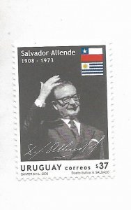 URUGUAY 2008 SALVADOR ALLENDE POLITICIAN ANNIVERSARY OF BIRTH 1 VALUE MINT NH