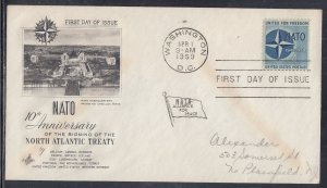 United States Scott 1127 Art Craft FDC - NATO, 10th Anniv.