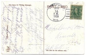 Postcard 1909 Lyndhurst WIS Embossed Wishes Sincere Flowers House Spring View