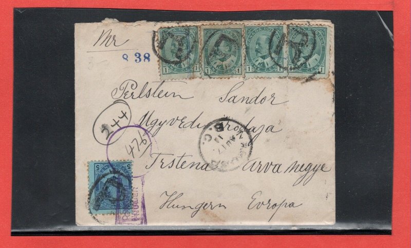 1907 Edward cover to Hungary REGISTERED, 1 stamp missing Canada