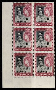 LESOTHO QEII SG120A + 120Aa, 1r LESOTHO flaw in BLOCK x 6, NH MINT. Cat £125.