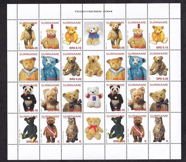 Surinam   #1321  MNH 2004  sheet with  2 blocks of 12  teddy bears