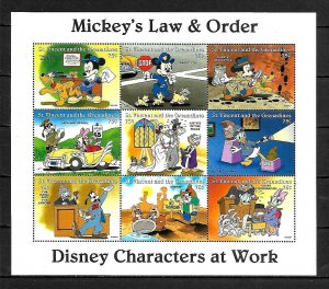 St. Vincent and the Grenadines SC#2249a MICKEY'S LAW AND ORDER M/S (1996) MNH