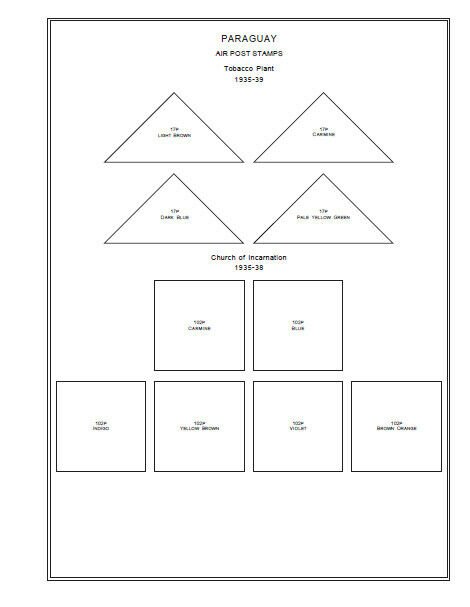 PRINTED PARAGUAY AIRMAIL 1929-1990 STAMP ALBUM PAGES (201 pages)