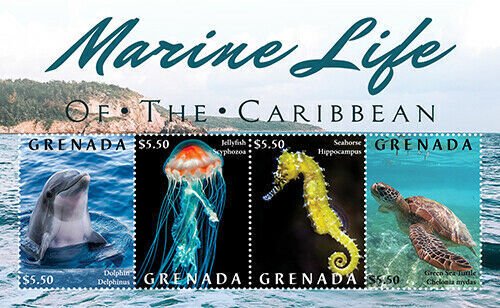 2021/06 - GRENADA - MARINE LIFE          4V  complet set    MNH ** T