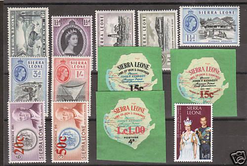 Sierra Leone Sc 180/446 MLH. 1938-78 issues, 13 different better singles, fresh