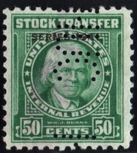 RD102 50¢ Revenue: Stock Transfer (1941) Perfin