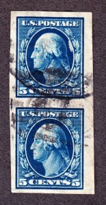 US 347 5c Washington Used Pair XF SCV $110