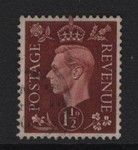 Great Britain   #237   used  1937    George VI    1 1/2p