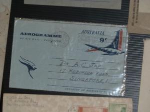 Australia 1966 9c Aerogramme Beverly Hills to Singapore (532bax)