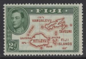 FIJI SG254 1940 2d BROWN & GREEN DIE II MTD MINT