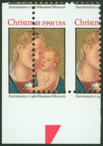 2578, 29¢ Two Way Misperforation Error Christmas Stamp ** Stuart Katz