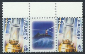 Alderney  SG A193  SC# 192 Lighthouse Mint Never Hinged Gutter Pair  see scan 