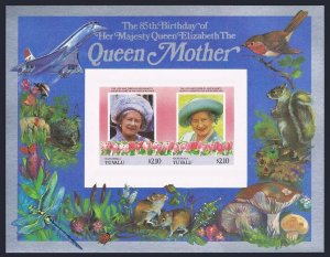 Tuvalu Nanumaga 50-51 imperf,MNH.Mi Bl.2B-3B. Queen Mother,85th birthday.Fauna.