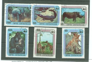 Central African Republic #323-28 Used Single (Complete Set) (Animals) (Wildlife)