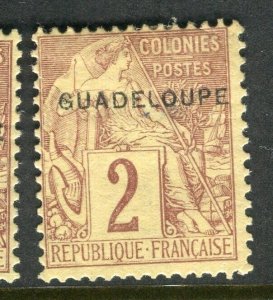 FRENCH COLONIES; GUADELOUPE 1890s classic Optd. issue Mint hinged 2c.