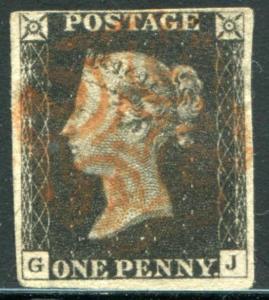 Great Britain #1 Fine   Penny black  GJ    ** Free shipping **