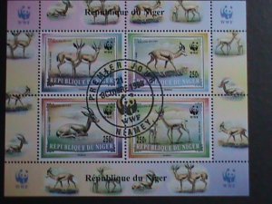 NIGER 1994-PROMOTION-WWF LOVELY DEERS-CTO FANCY CANCEL S/S VF SCV.$40  RARE