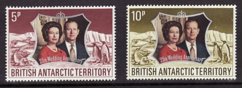 1972 British Antarctic Territory Sc #43-44  25th Wedding Anniversary MNH Cv$7.75