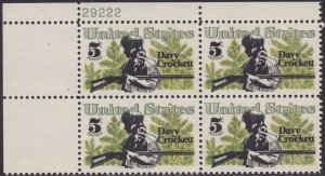 1330 Davy Crockett Plate Block MNH