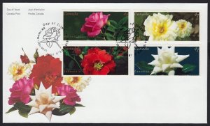 ROSES = CANADIAN WHITE STAR, CHAMPLAIN ... = Official FDC Canada 2001 #1911-1914