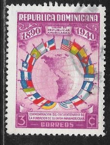 Dominican Republic 353: 3c Flags of the 21 American Republics, used, F-VF