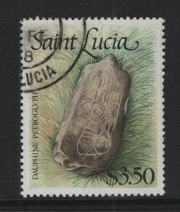 St Lucia  #909  cancelled   1988   American Indian artifacts $3.50