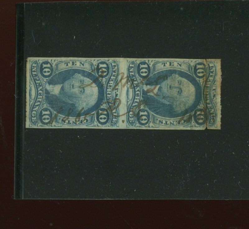 Scott R36a Inland Exchange Revenue Imperf Pair of 2 Stamps  (Stock R36-A3)