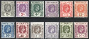 Mauritius 1937 2c-10r GVI Definitive SG 252-263 Sc 211-222 LMM/MLH Cat£110($146