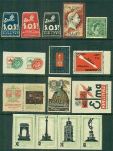 HUNGARY POSTER STAMPS, Group of 18 different, 1913-34 period, VF