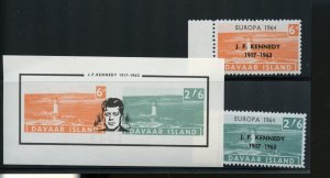 GREAT BRITAIN LOCAL DAVAAR ISLAND EUROPA 1964 SET & S/S OVP J.F. KENNEDY MINT NH