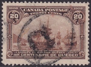 Canada 1908 Sc 103 used R (registered) in oval cancel