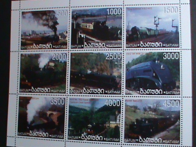 ​RUSSIA-BATUM-STAMP-1998 WORLD FAMOUS TRAINS MNH SHEET VERY FINE CONDITION