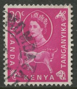 Kenya & Uganda - Scott 123 - QEII Definitive -1960 - Used - Single 20c Stamp