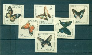 Vietnam - Sc# 398a-403a. 1965 Butterflies. IMPERF MNH. $55.00.