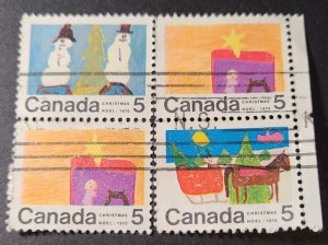 CA - S#520,2x521,523 - U-VF Se-tenant Block of 4 - 4x$0.05 -1970 - Christmas