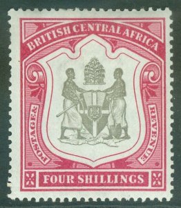 SG 50 British Central Africa 1897-1900. 4/- black & carmine. A fine fresh...