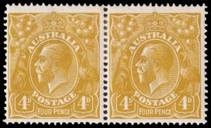 Australia Scott 34 Pair, Olive Bister, Perf. 14 (1924) Mint H VF M