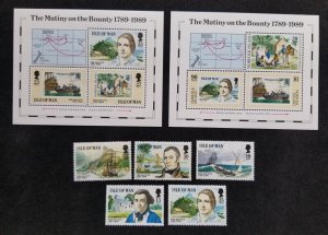 Isle Of Man Norfolk Islands Joint Issue Bicentenary Bounty 1989 (ms pair) MNH