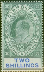 Gibraltar 1903 2s Green & Blue SG52 Fine & Fresh Mtd Mint 