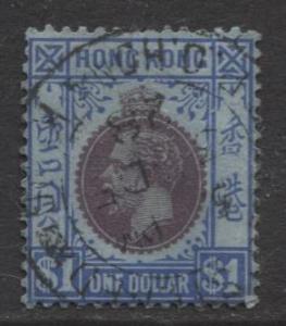Hong Kong - Scott 143 - KGV- Definitive-1921- FU- Single $1.00 Stamp